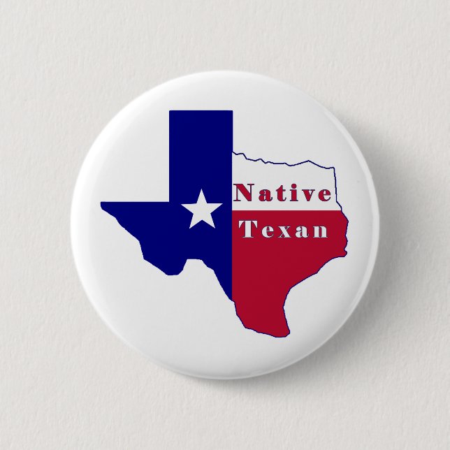 Native Texan Flag Map Pinback Button (Front)