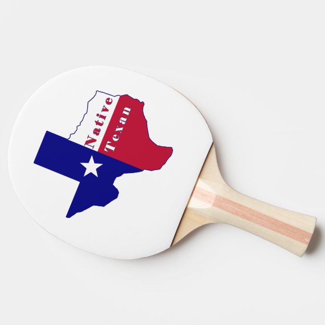 Native Texan Flag Map Ping Pong Paddle (Side)
