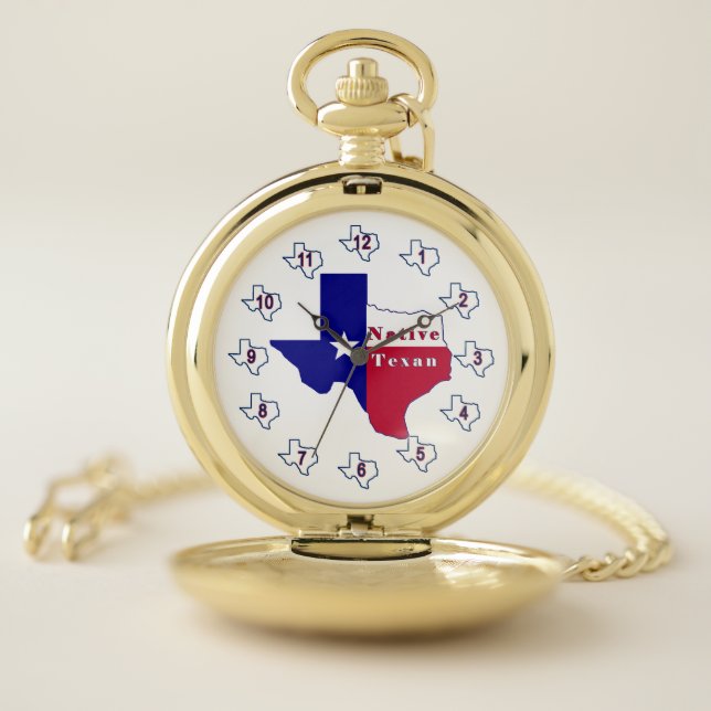 Native Texan Flag Map Pocket Watch (Inside)