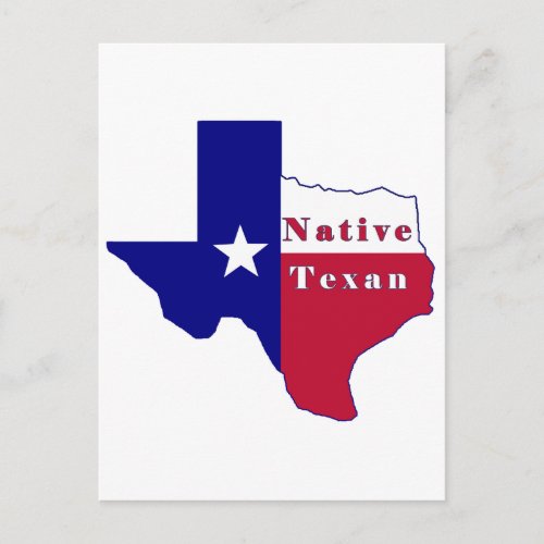 Native Texan Flag Map Postcard