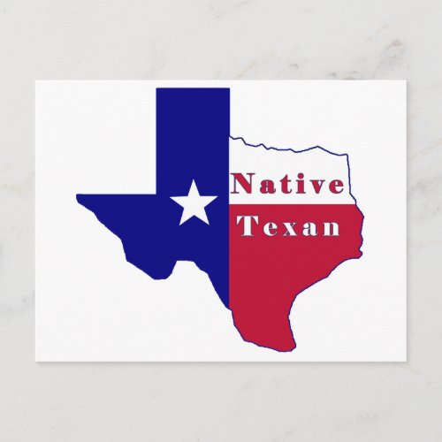 Native Texan Flag Map Postcard