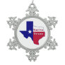 Native Texan Flag Map Snowflake Pewter Christmas Ornament