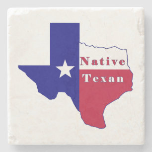 Native Texan Flag Map Stone Coaster