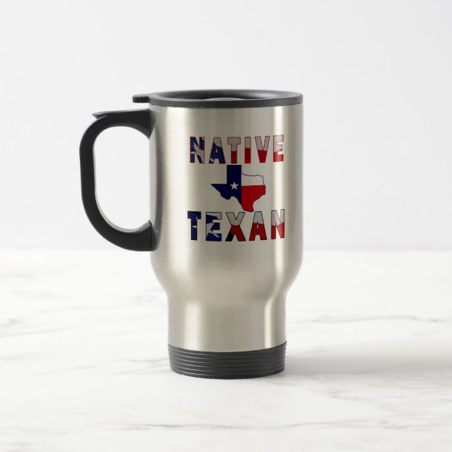 Native Texan Flag Map Travel Mug (Left)