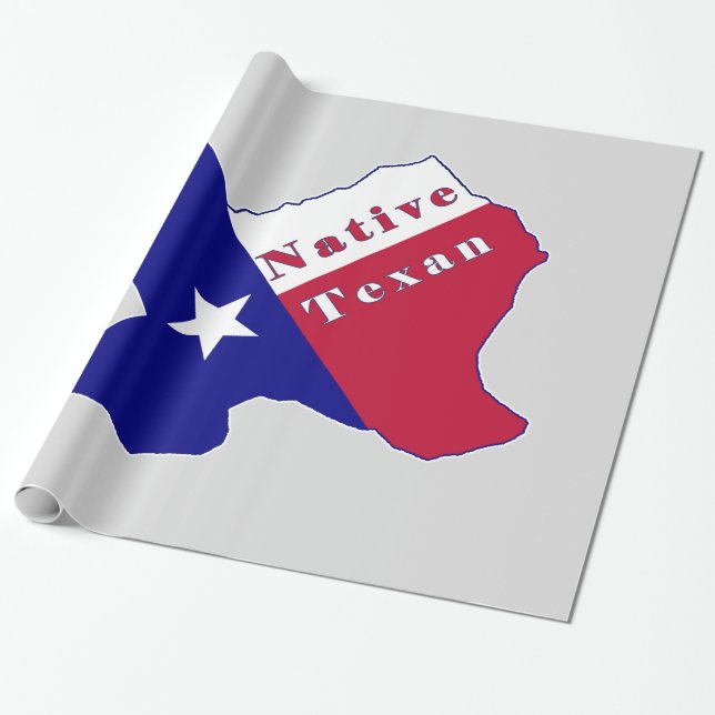 Native Texan Flag Map Wrapping Paper (Unrolled)
