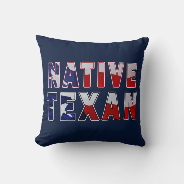 Native Texan Flag Throw Pillow (Front)