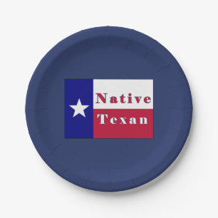 Native Texan Lone Star Flag Paper Plates