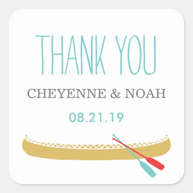 Native Themed | Canoe Wedding Favor Stickers (Front)