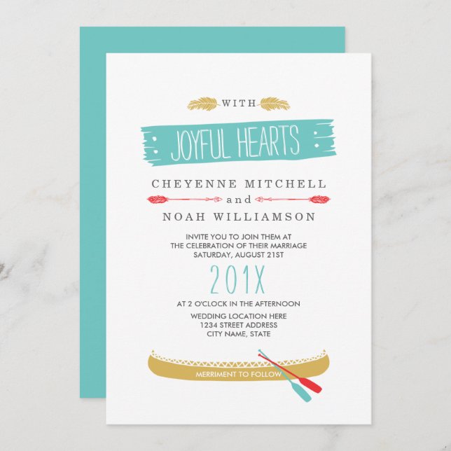 Native Themed | Modern Wedding Invitation (Front/Back)