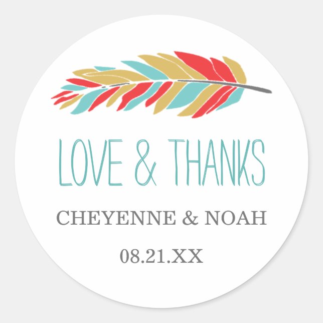 Native Themed | Wedding Thank You Favor Stickers (Front)