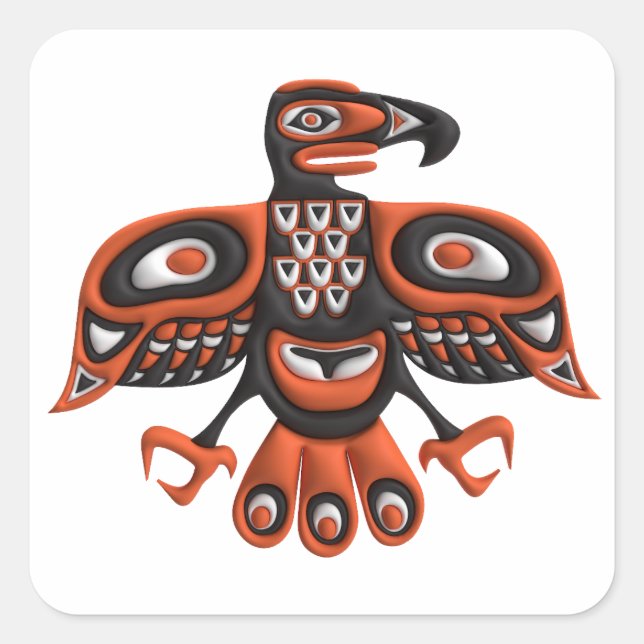Native totem bird  square sticker (Front)