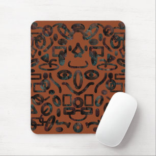 Native Tribal Happy Face Scratchboard Pattern Art Mouse Pad