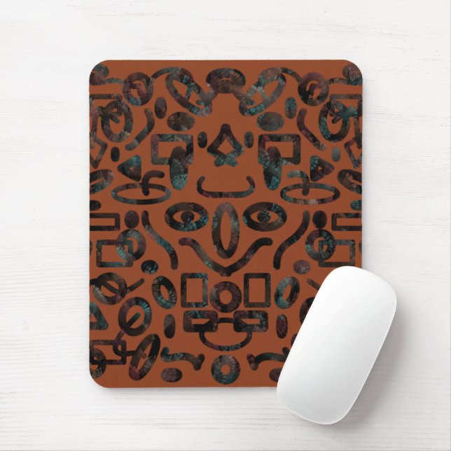 Native Tribal Happy Face Scratchboard Pattern Art Mouse Pad (With Mouse)