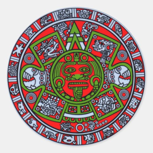 Native Tribe Mexico Aztec Sun Dial Hispanic Latino Classic Round Sticker