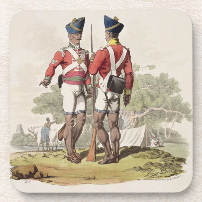 Native Troops in the East India Company's Service: Drink Coaster (Front)