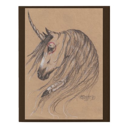 Native Unicorn Feather Brown Wild Mustang Horse Faux Canvas Print
