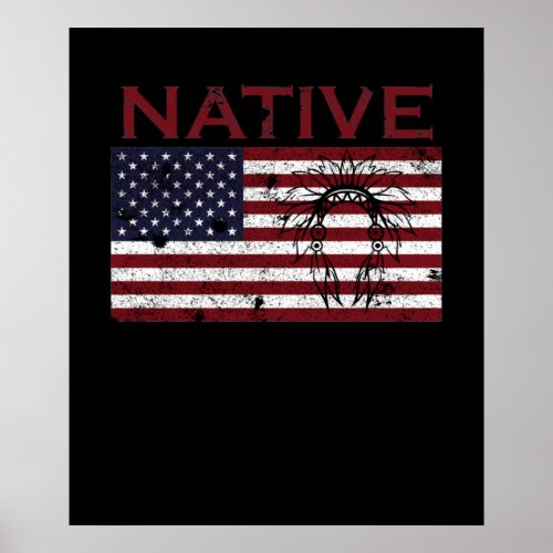 Native USA Flag Native American Day Support Poster