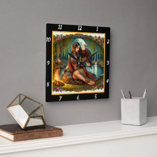 Native Vistas: Eagle's Span Forest's Shade Square Wall Clock