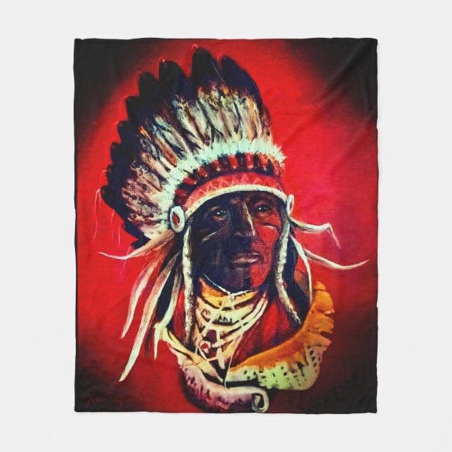 "Native Warrior" Fleece Blanket (Front)