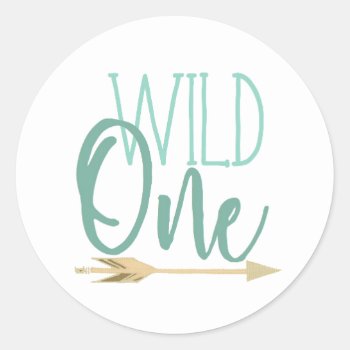 Native Wild One | First Birthday Party Classic Round Sticker by RedefinedDesigns at Zazzle
