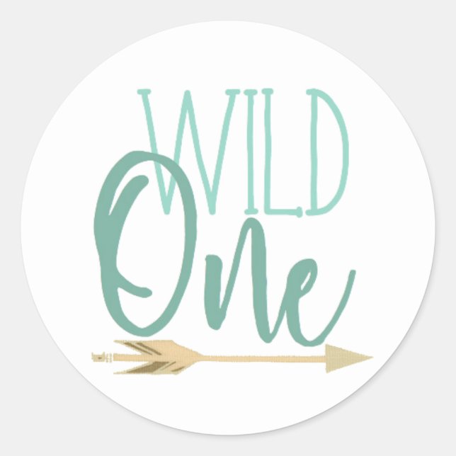 Native Wild One | First Birthday Party Classic Round Sticker (Front)