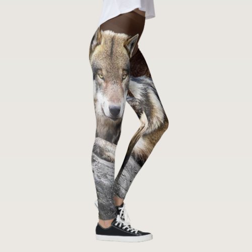 Native Wolf Photo Print Leggings