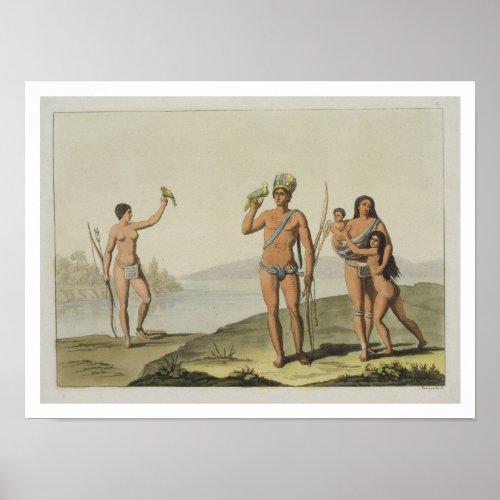 Natives of Guyana color litho Poster