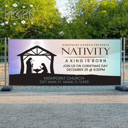 Nativity A King is Born Church Service Religious Banner