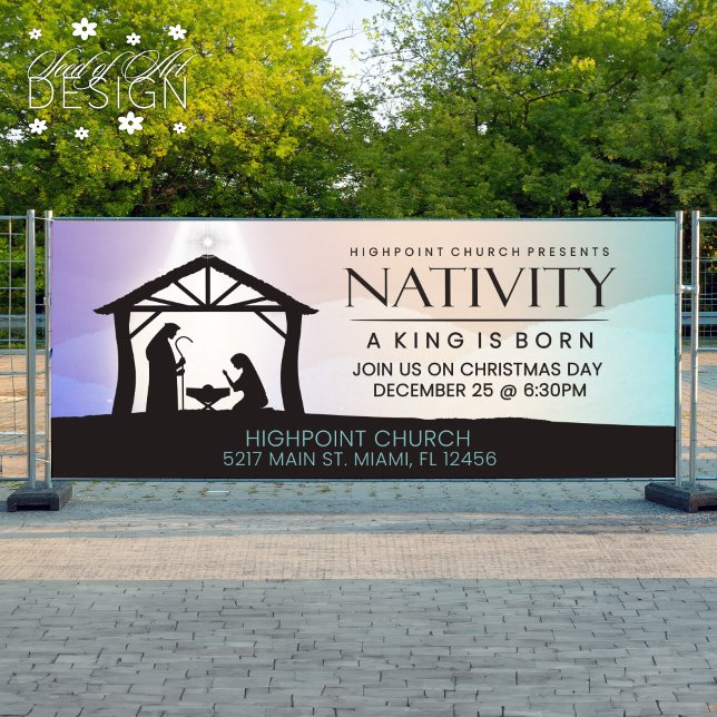 Nativity A King is Born Church Service Religious Banner (Creator Uploaded)