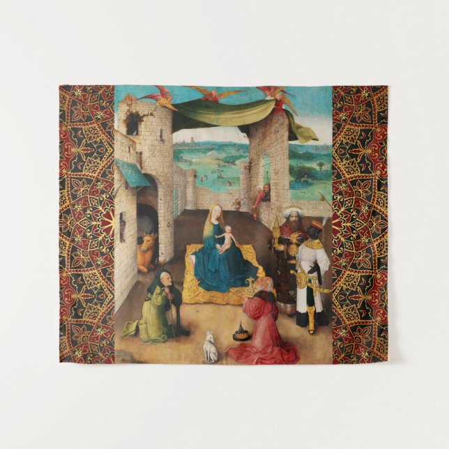 NATIVITY,ADORATION OF MAGI by BOSCH Christmas Tapestry (Front (Horizontal))