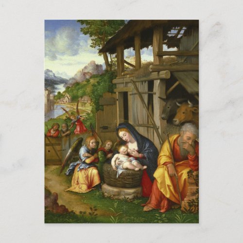 Nativity and Child Angels c1515 Postcard