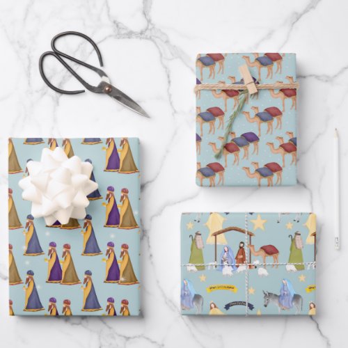 Nativity and Three Wise Men Wrapping Paper Sheets