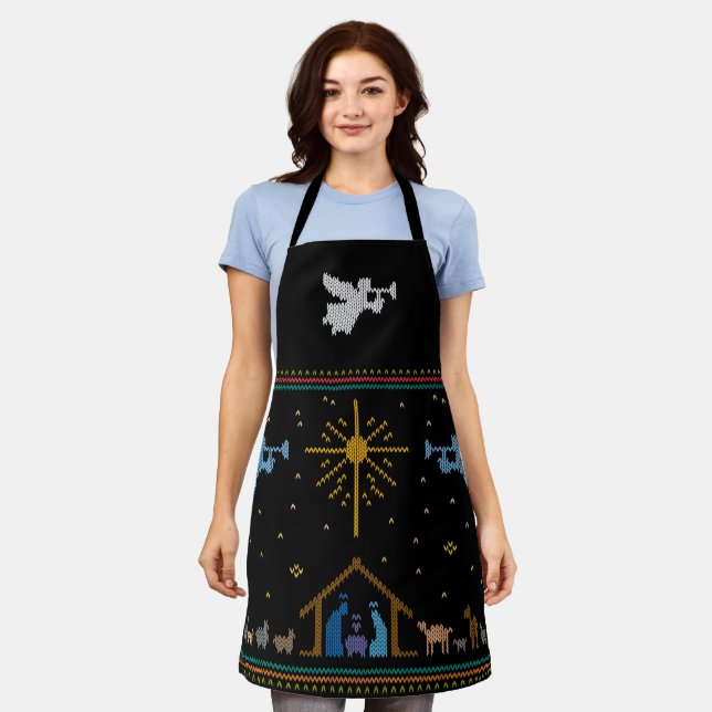 Nativity Angel Christmas Sweater Christian Jesus   Apron (Worn)