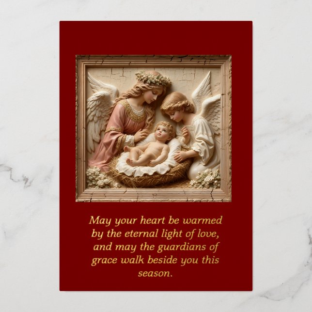 Nativity Angels of Light Foil Holiday Card (Front)