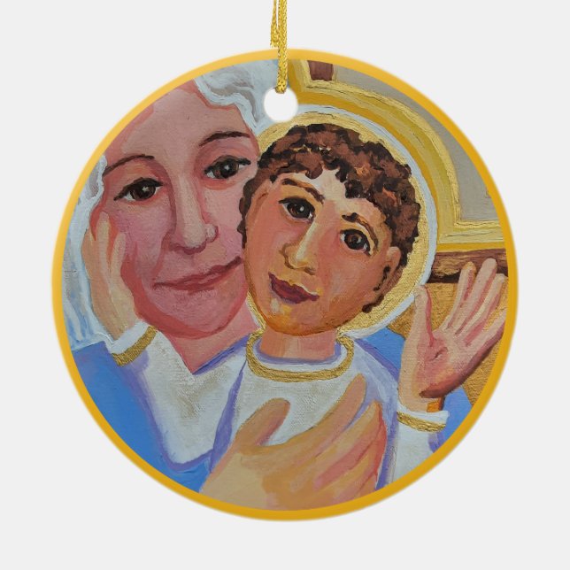 Nativity Art Christmas Ceramic Ornament (Back)