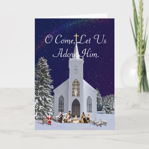 Nativity at Church Holiday Card