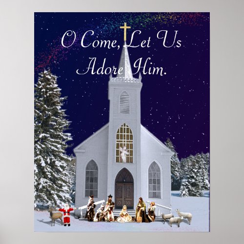 Nativity at Church Poster