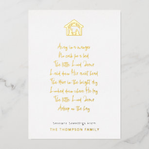 Nativity Away In A Manger Lyrics Name Real Foil Holiday Card