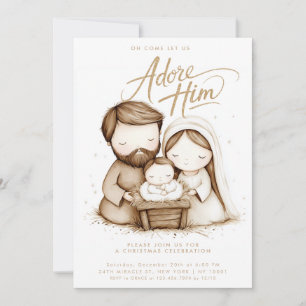 Nativity Baby Jesus Adore Him Christmas Invitation