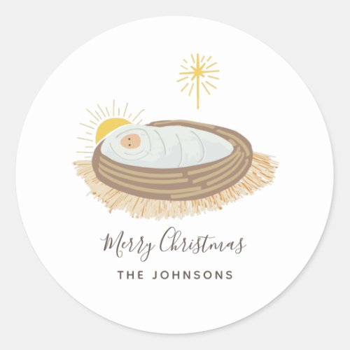 Nativity Baby Jesus Christmas  Classic Round Sticker