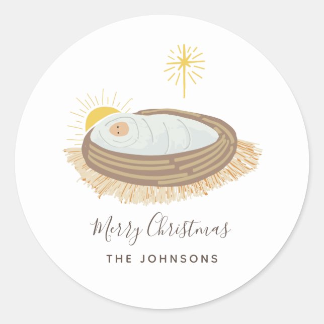 Nativity Baby Jesus Christmas  Classic Round Sticker (Front)
