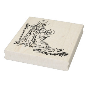 Nativity baby Jesus illustration art stamp