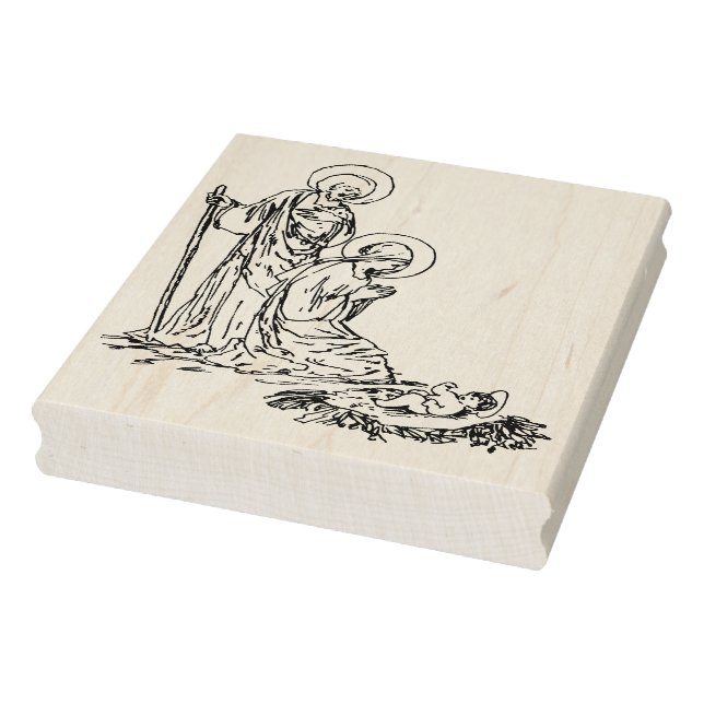 Nativity baby Jesus illustration art stamp (Stamp)