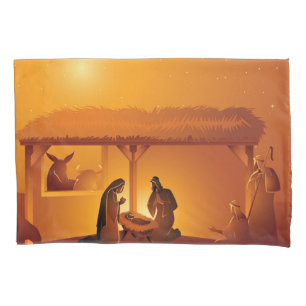 Nativity Baby Jesus Mary Joseph Christmas Pillow Case