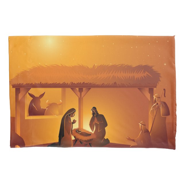 Nativity Baby Jesus Mary Joseph Christmas Pillow Case (Front)