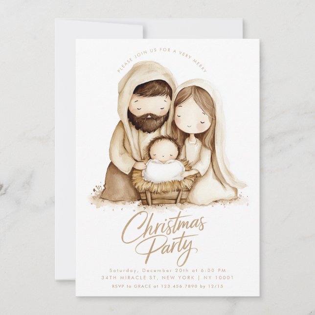 Nativity Baby Jesus Mary Religious Christmas Invitation (Front)