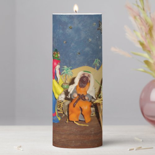 nativity baby Jesus Mary three kings christmas Pillar Candle