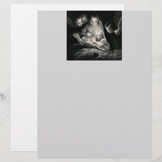 Nativity Baby Jesus Virgin Mary Angels Black White (Front/Back)