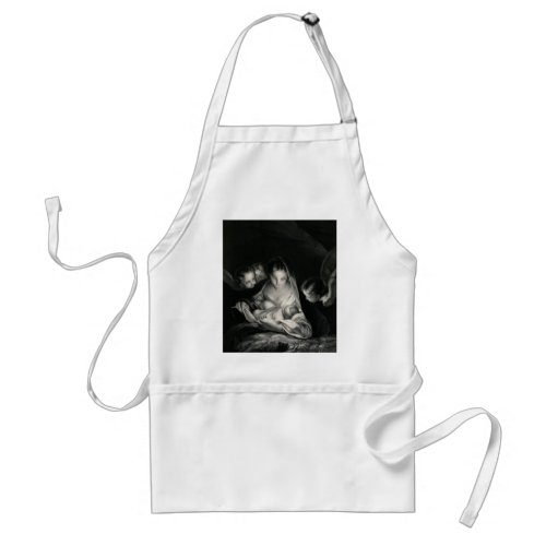 Nativity Baby Jesus Virgin Mary Angels Black White Adult Apron