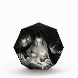 Nativity Baby Jesus Virgin Mary Angels Black White Award
